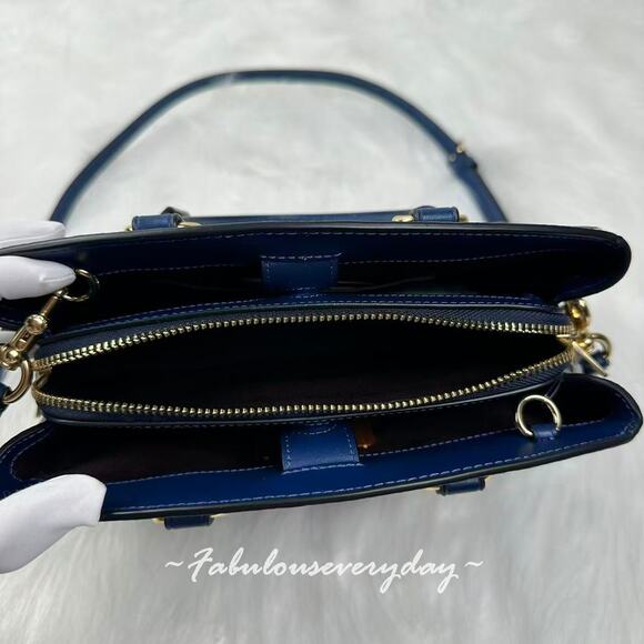 Coach Savannah Small Carryall Bag With Floral Print CBI55 Gold/Deep Blue NWT - Picture 9 of 10